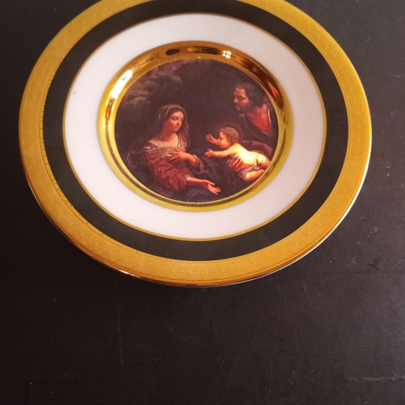 STUNNING Lenticular Dufex Art Japan 6" BABY JESUS Gilded Plate. - Picture 5 of 6